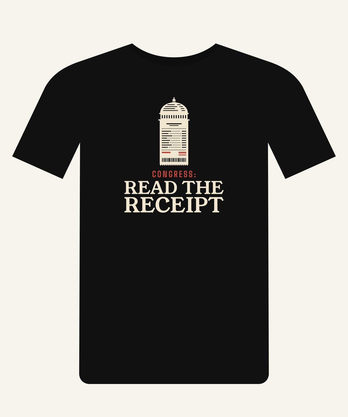 Congress: Read the Receipt T-shirt in Black, front view