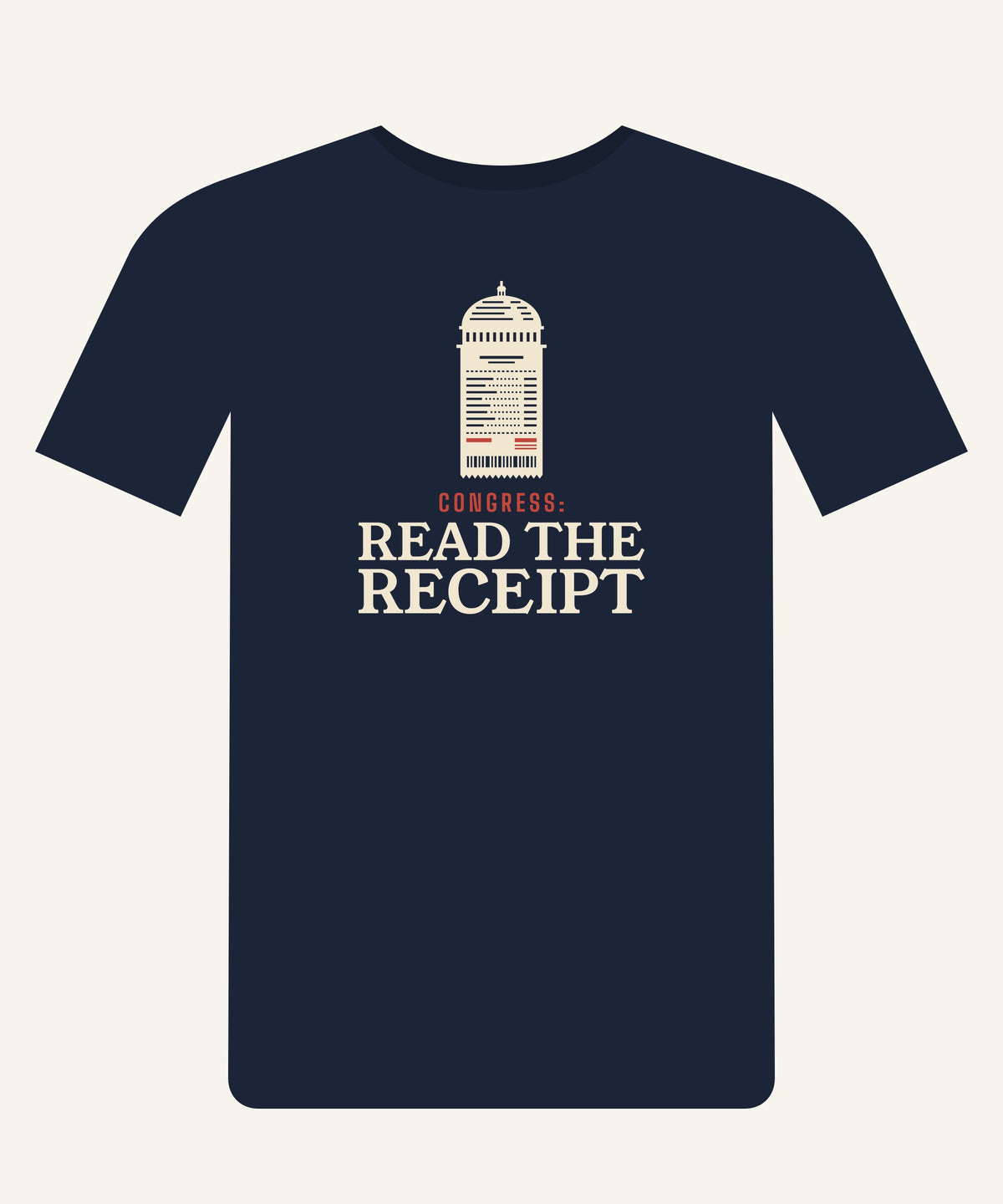Congress: Read the Receipt T-shirt in Navy, front view