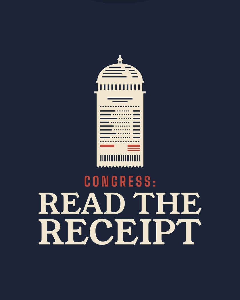 Congress: Read the Receipt T-shirt in Navy, print detail