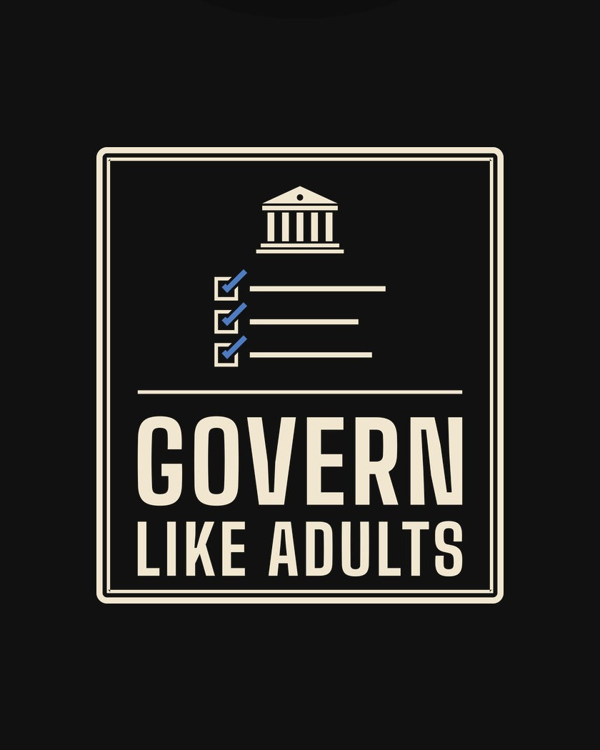 Govern Like Adults T-shirt in Black, print detail