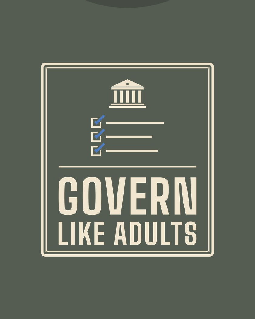 Govern Like Adults T-shirt in Cypress, print detail