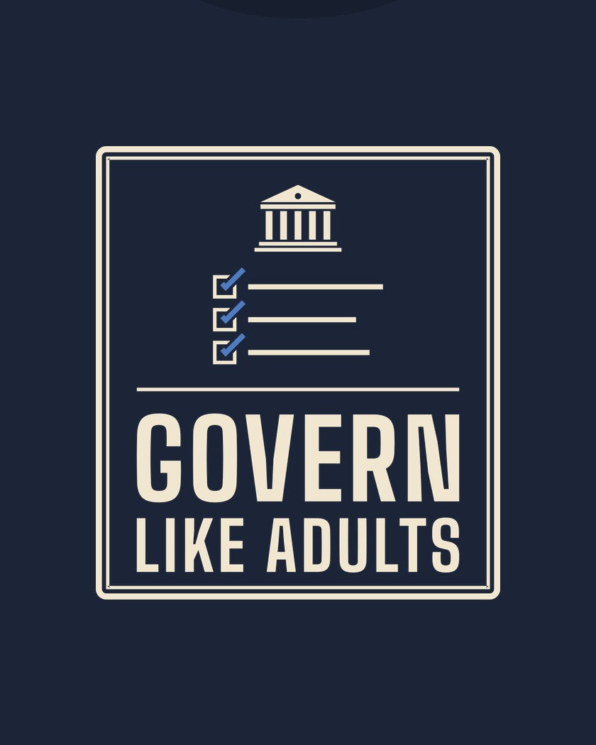 Govern Like Adults T-shirt in Navy, print detail