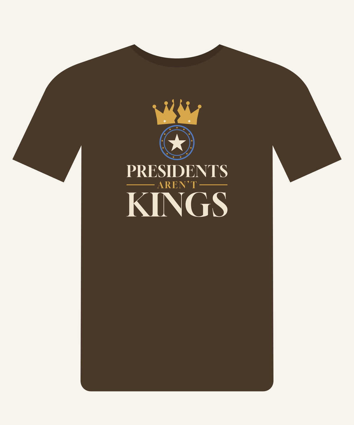 Presidents Aren’t Kings T-shirt in Walnut, front view