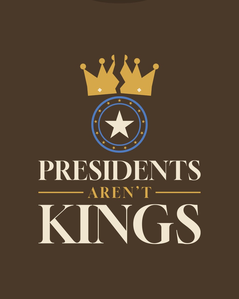 Presidents Aren’t Kings T-shirt in Walnut, print detail