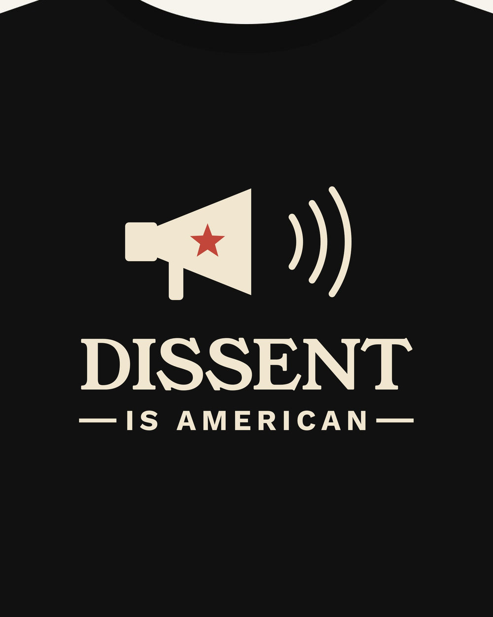 Dissent Is American T-shirt in Black, print detail