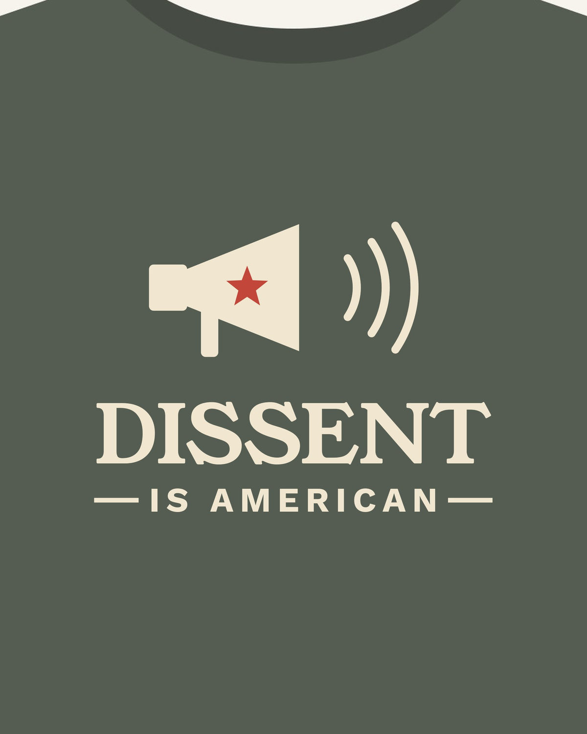 Dissent Is American T-shirt in Cypress, print detail