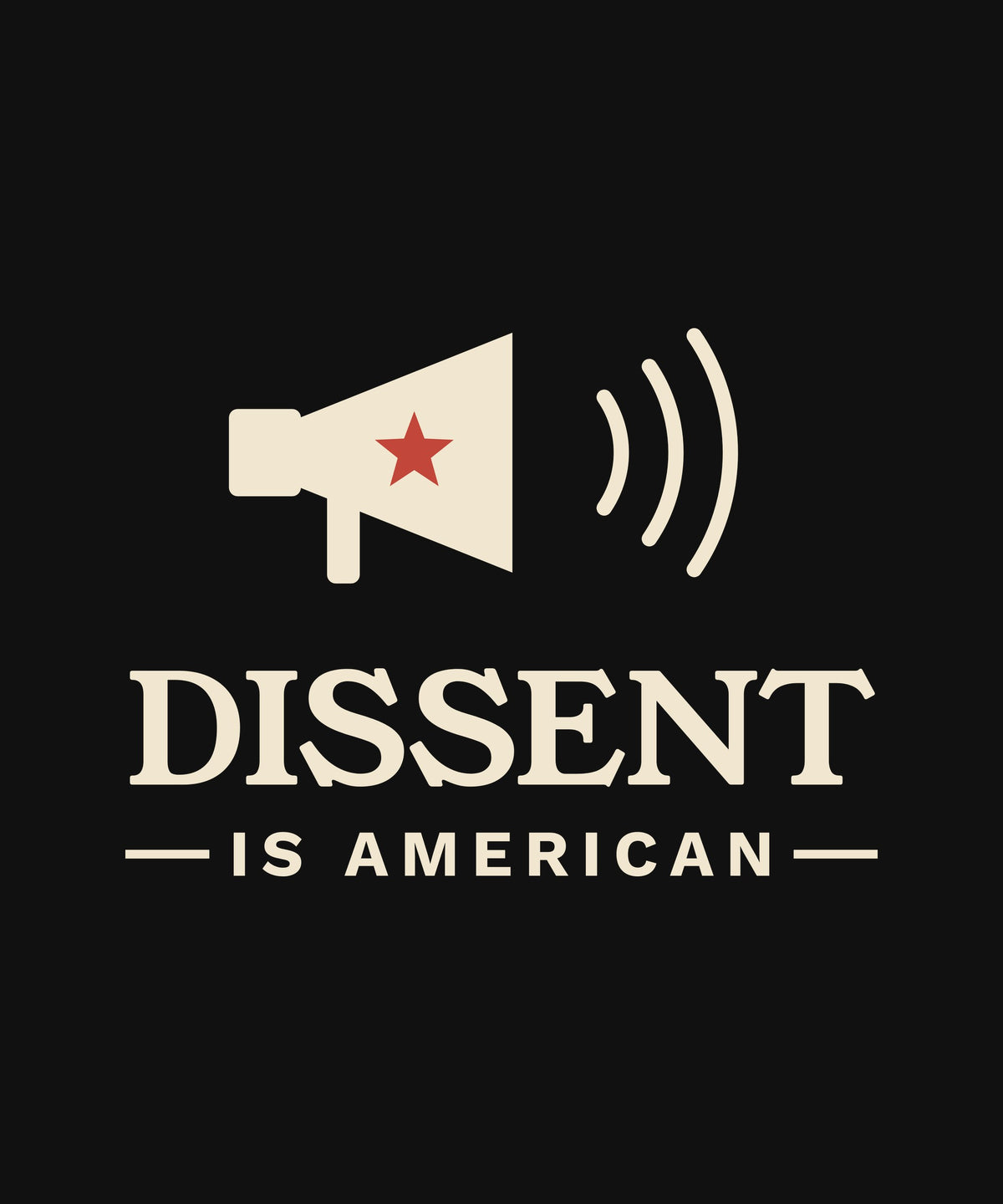 Dissent Is American T-shirt, close-up of the print